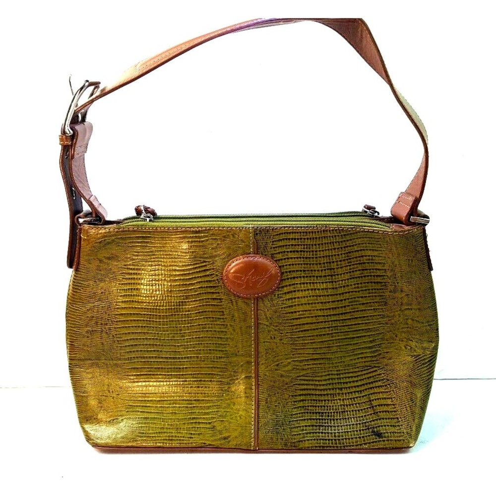 Sharif Studio Handbag Purse Shoulder Bag Tote Satchel Green faux Leather